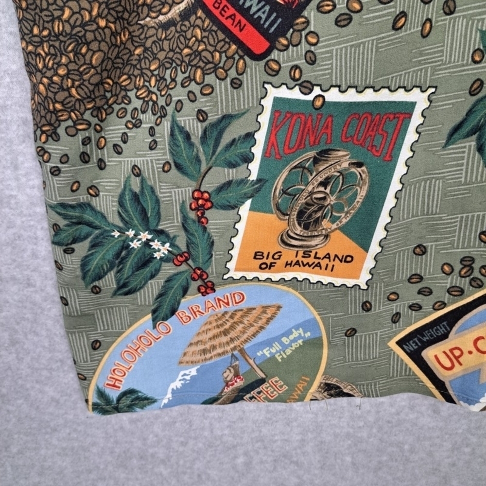 Vntg Reyn Spooner Men's M 90's Y2k Kona Coffee Hawaiian Aloha All Over Print - Picture 11 of 14